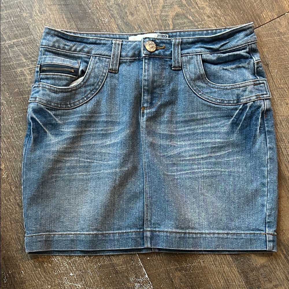 Y2K Blue Epic Denim Ladies Mini Skirt Size‎ 6 Pockets